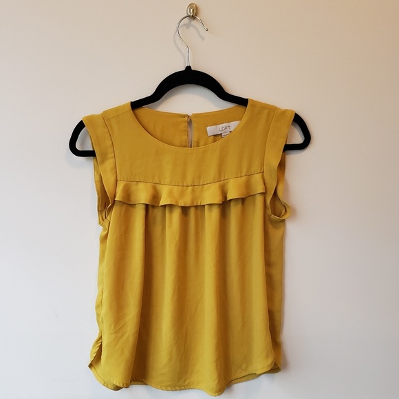 LOFT Tops - Loft Mustard Ruffle Top